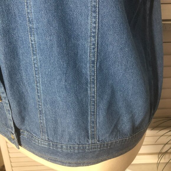 Vintage 90s Y2K Denim Vest Embroidered Floral Cotton 2X - Picture 7 of 12